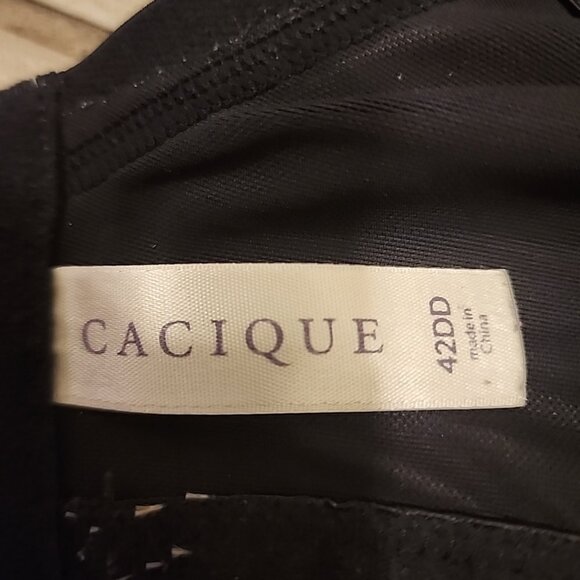 Cacique Bra 42DD cooling French Full Coverage Black White Polka-dot Underwire - Picture 3 of 4